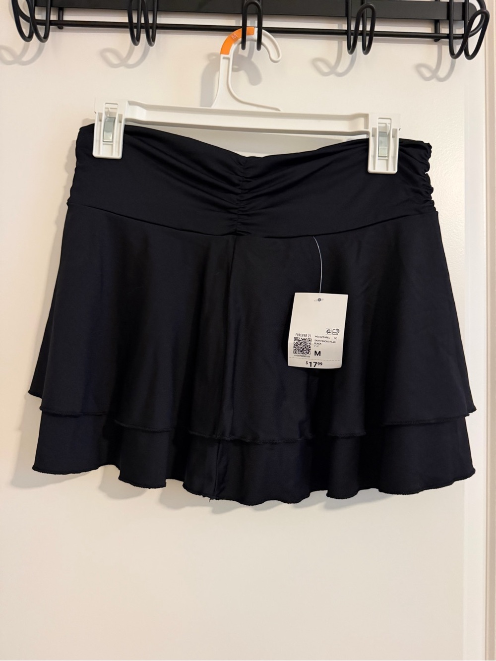 Forever 21 Black Ruched Waist Tiered Circle Skater Skirt